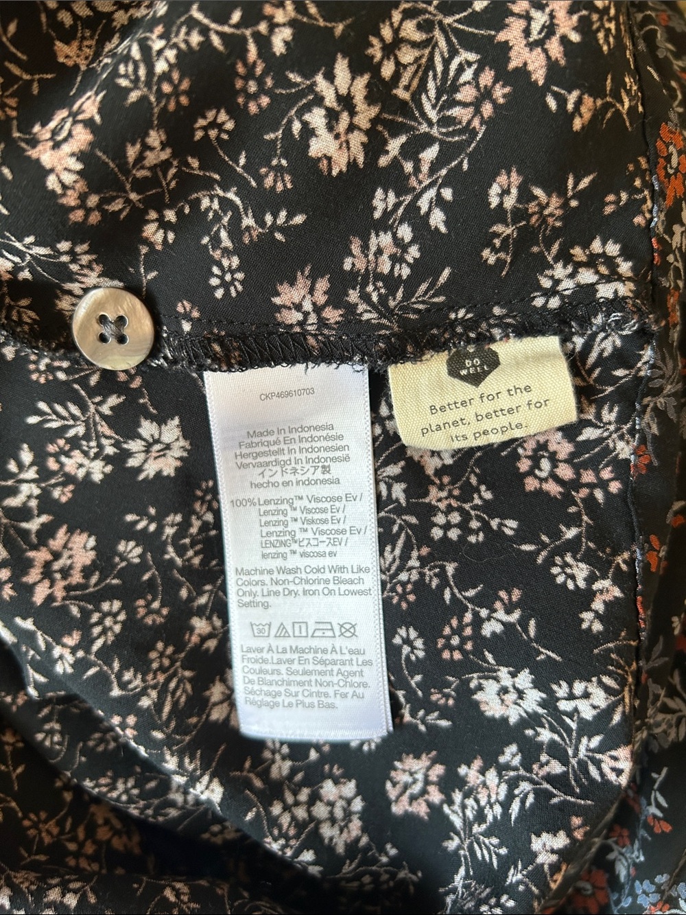 Madewell Black Floral Button-Front Midi Dress with Rust Accents size XS - Picture 13 of 13